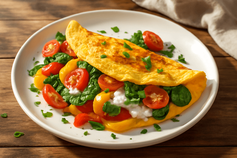 Omletă proteică cu legume și brânză slabă