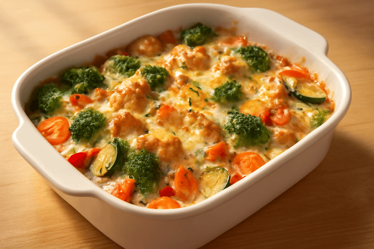 Leichter Hähnchen-Gemüseauflauf