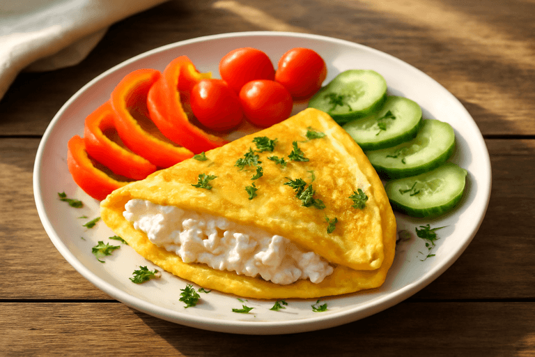 Белковый завтрак с омлетом и овощами