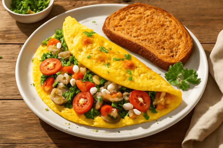 Protein-Powered Veggie Omelette with Toasted Rye