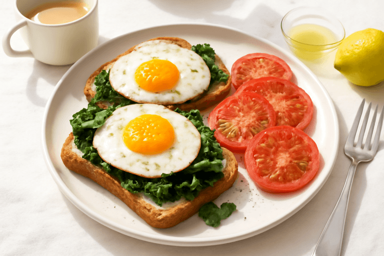 Mic dejun clasic energizant cu ouă și spanac