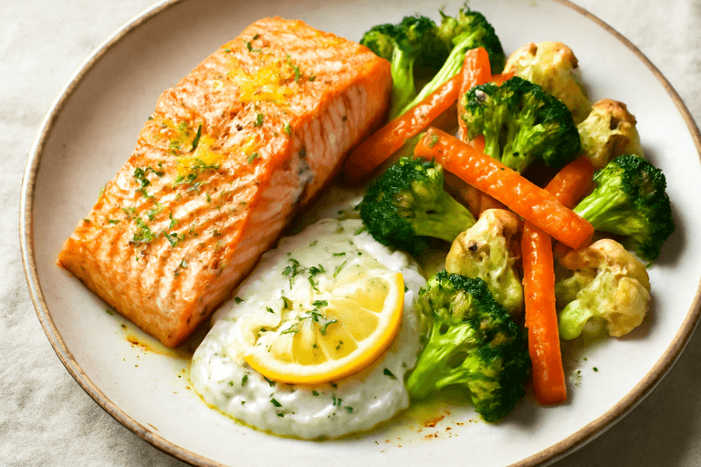 Klassisk Laxfilé med Frisk Citron- och Örtsås