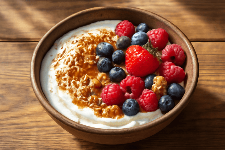 Frühstücks-Quark mit frischen Beeren & Haferflocken