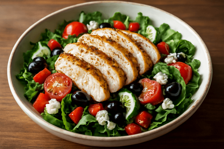 Leichter mediterraner Hähnchensalat