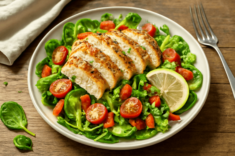 Klassisk lätt kycklingsallad med örtdressing