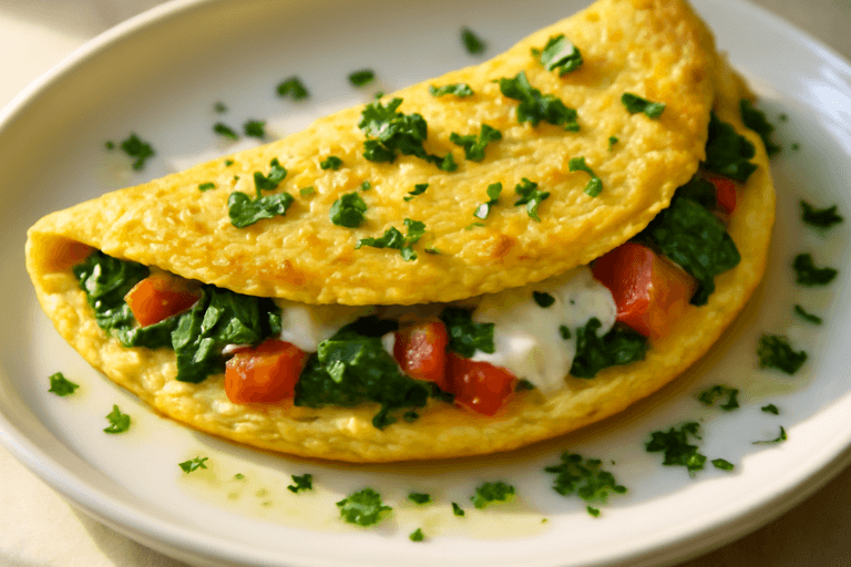 Omelete Clássica Fitness com Espinafre e Tomate