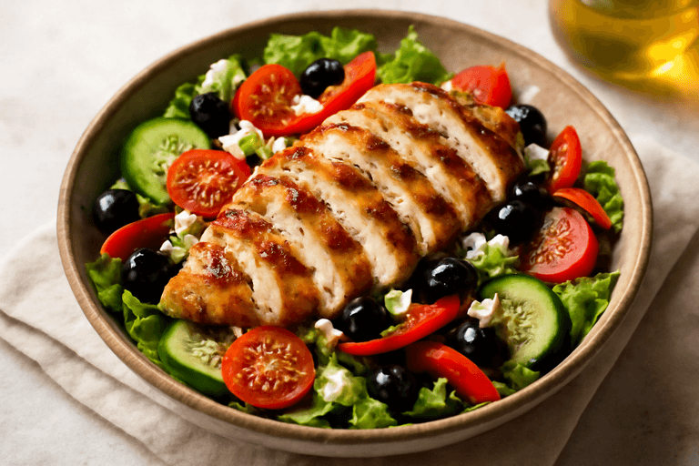 Ensalada Mediterránea de Pollo a la Parrilla