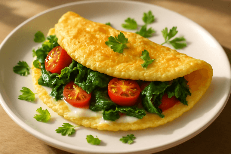 Proteinrik klassisk omelett med färska grönsaker