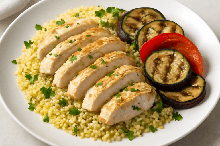 Κοτόπουλο στη Σχάρα με Λαχανικά & Πλιγούρι