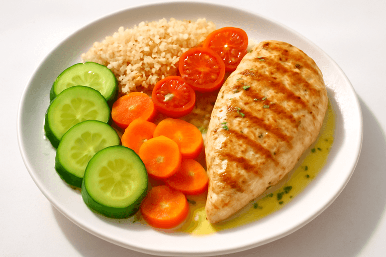 Κοτόπουλο Σχάρας με Βραστά Λαχανικά και Κινόα