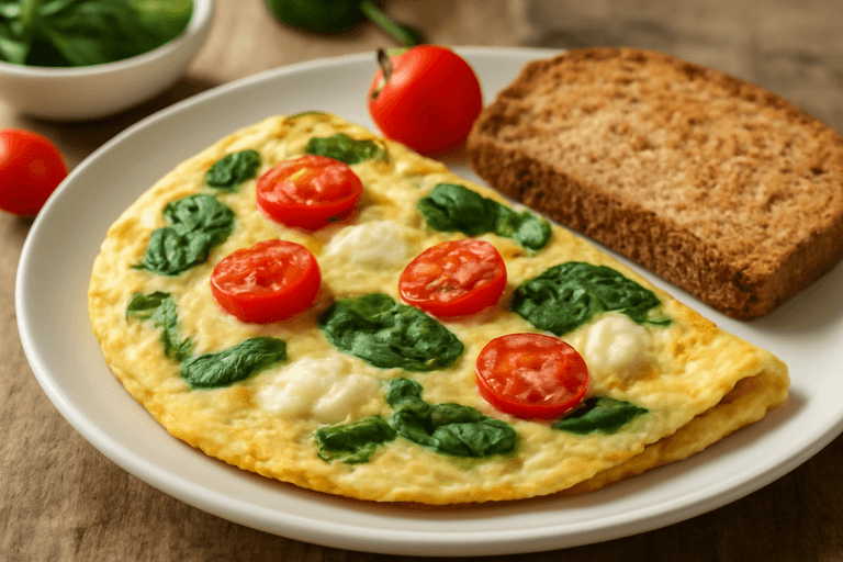 Desayuno Clásico de Tortilla de Espinaca y Tomate