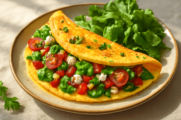 Proteinrik grönsaksomelett med färska örter