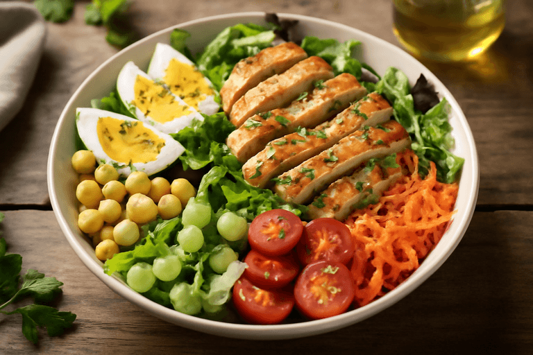 Salade composée poulet grillé & légumes croquants