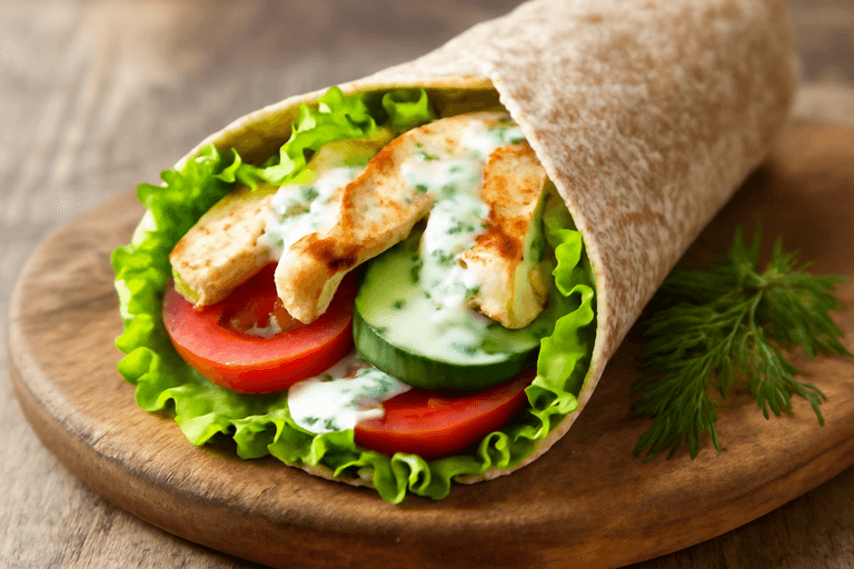 Mediterraner Hähnchen-Gemüse Wrap