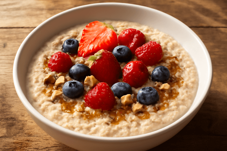 Protein-Porridge mit frischen Beeren