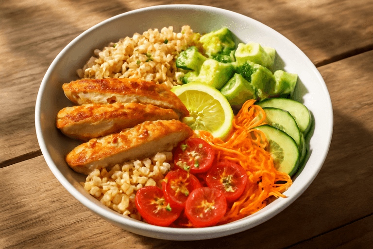 Bunte Hähnchen-Gemüse-Bowl