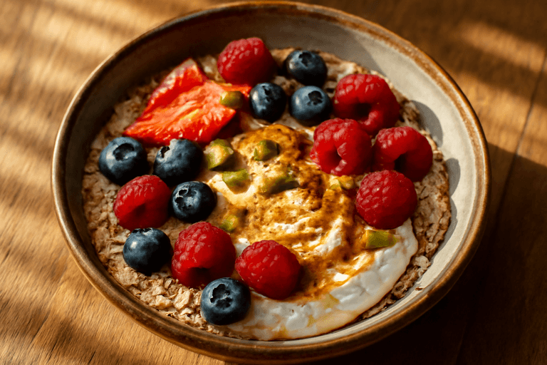 Bol Petit-déjeuner Énergie Végétarien aux Fruits Rouges et Avoine
