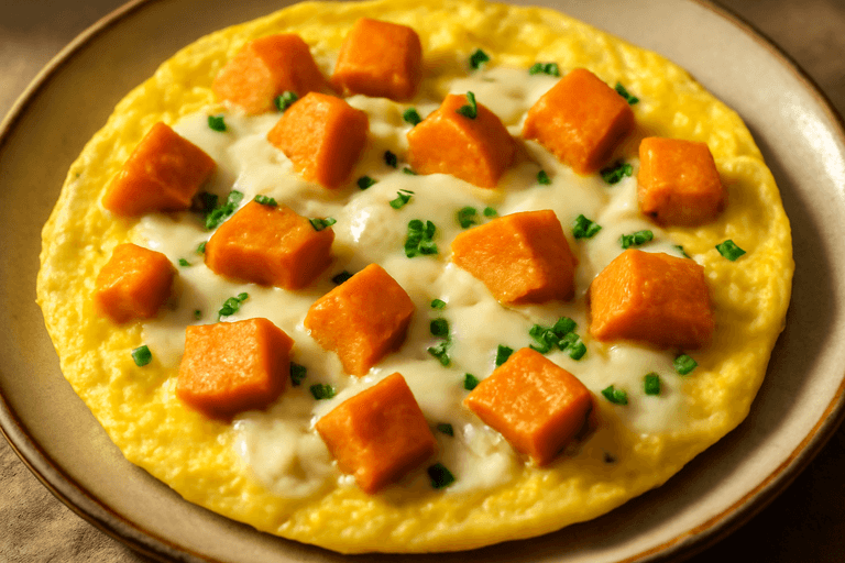 Omelete Proteico com Batata-Doce e Queijo