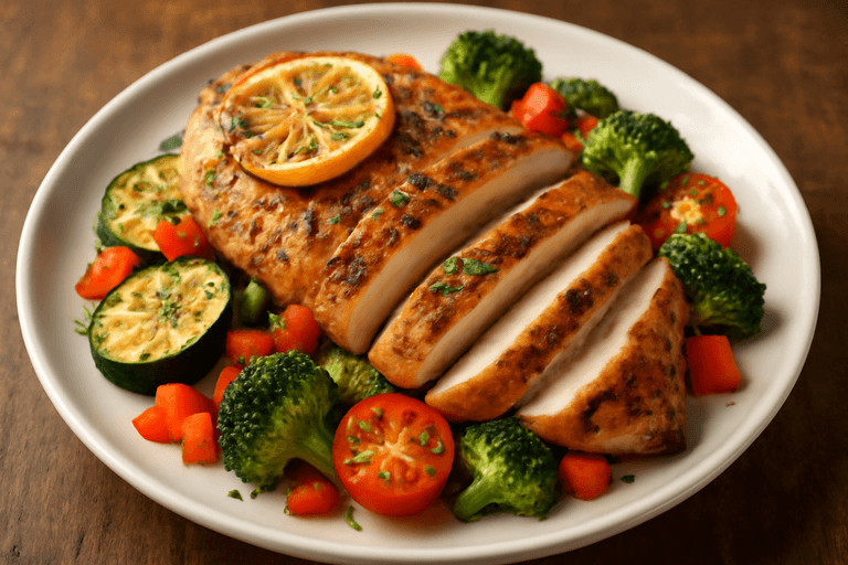 Grilled Lemon-Herb Chicken with Roasted Vegetables