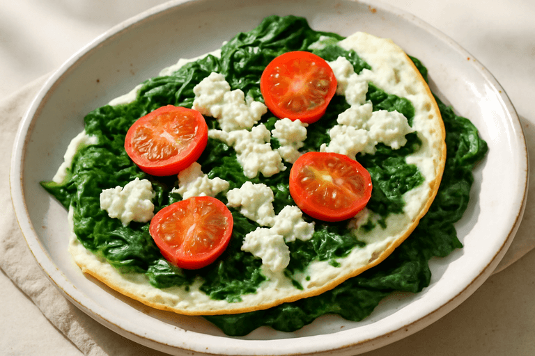 Tortilla clásica de claras y espinaca