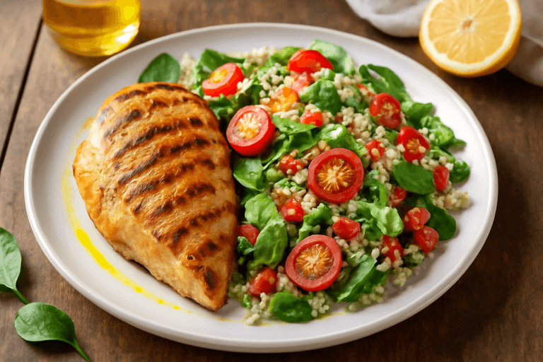 Pollo a la plancha con ensalada energética de quinoa