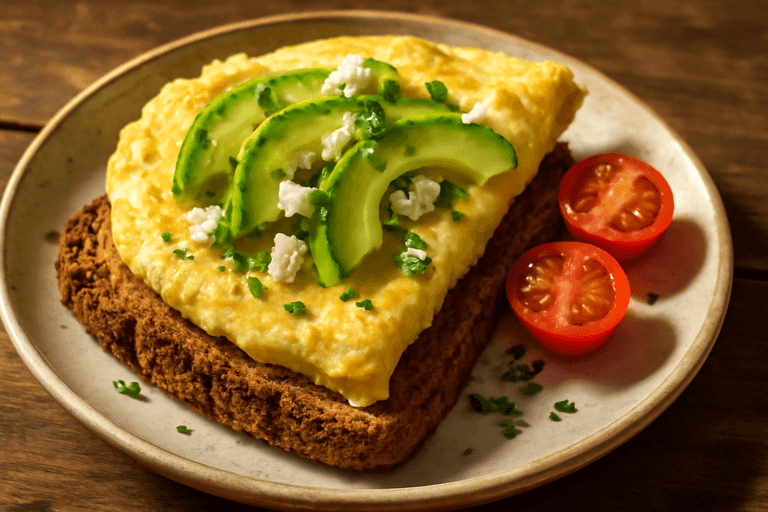 Omletă proteinică cu avocado și brânză feta