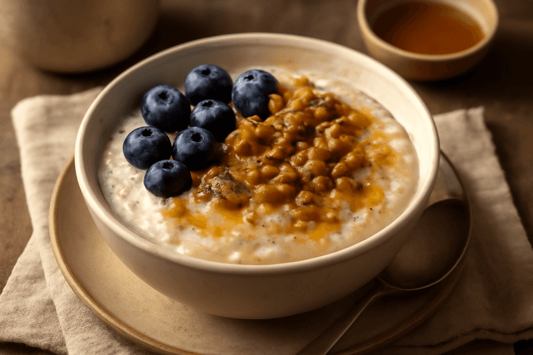 Energetyczna owsianka proteinowa z orzechami i owocami