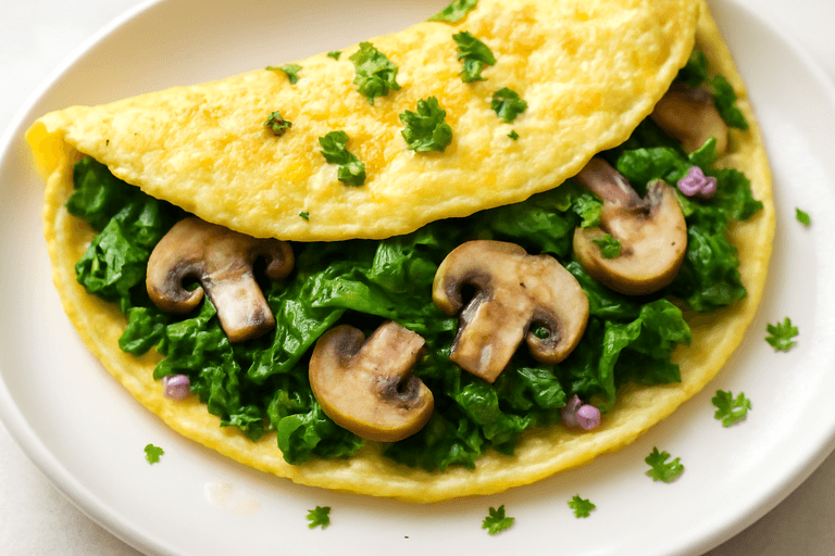Omelette Santé aux Épinards et Champignons