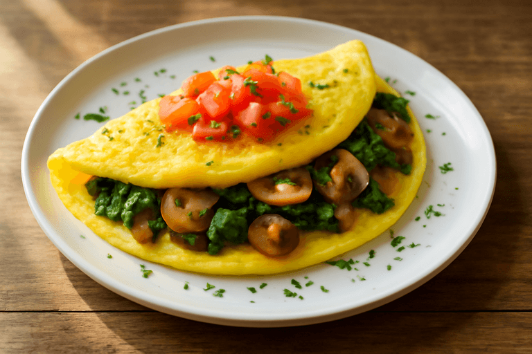 Omelette Légère aux Épinards et Champignons