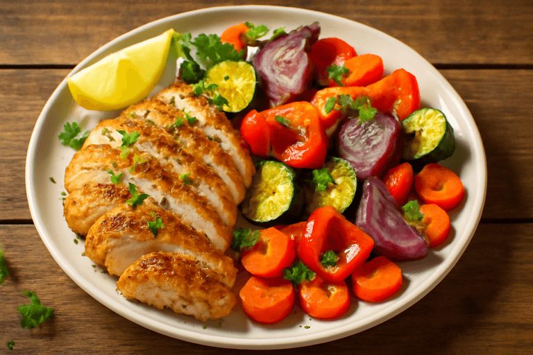 Lemon Herb Grilled Chicken with Roasted Veggies
