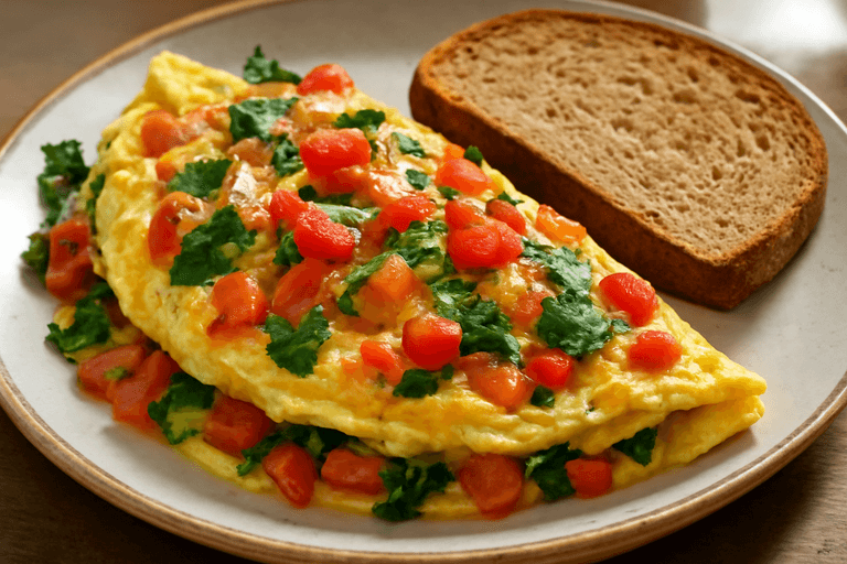 Energizing Veggie Omelette with Whole Grain Toast