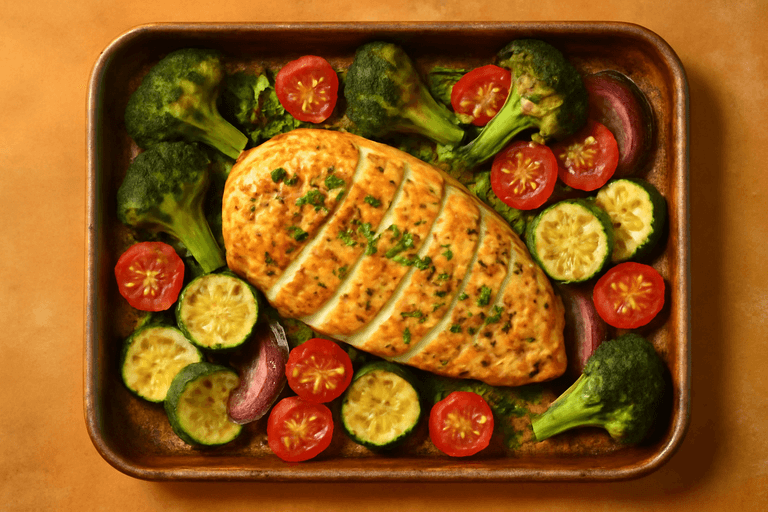 Herbed Lemon Chicken with Roasted Veggies