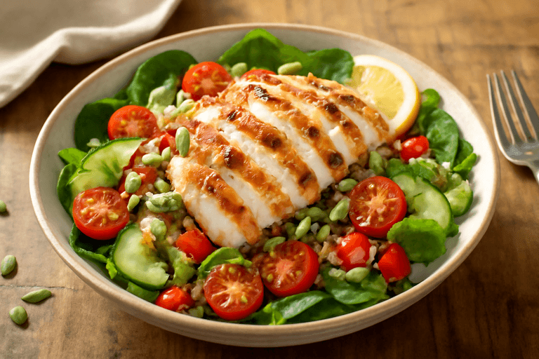 Fräsch kycklingsallad med quinoa & citron-dijondressing