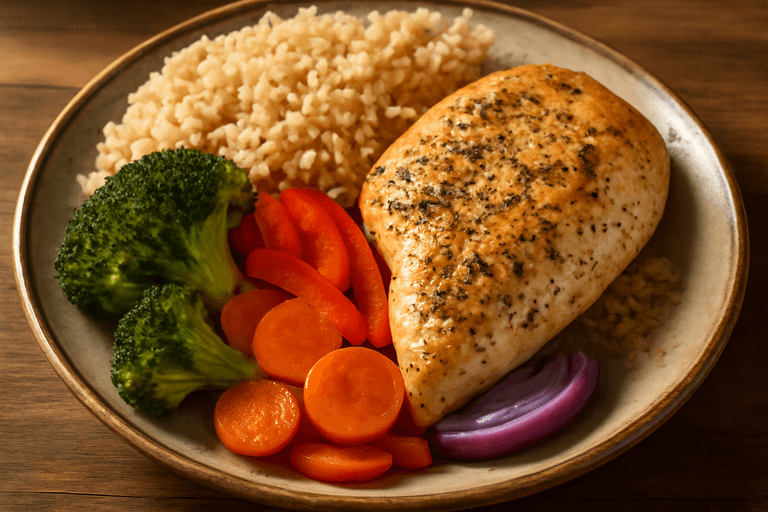 Saftig ovnsbakt kyllingfilet med grønnsaker