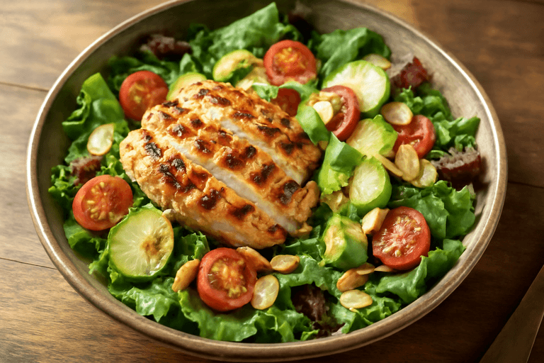 Kyllingsalat med avokado og ristede mandler