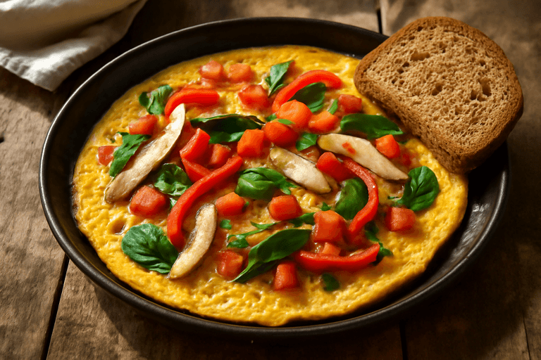 Ομελέτα Πρωινού με Λαχανικά και Καπνιστή Γαλοπούλα