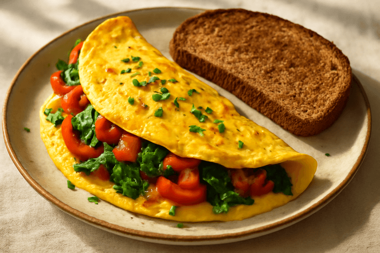 Eiwitrijke Groente-Omelet met Volkoren Toast