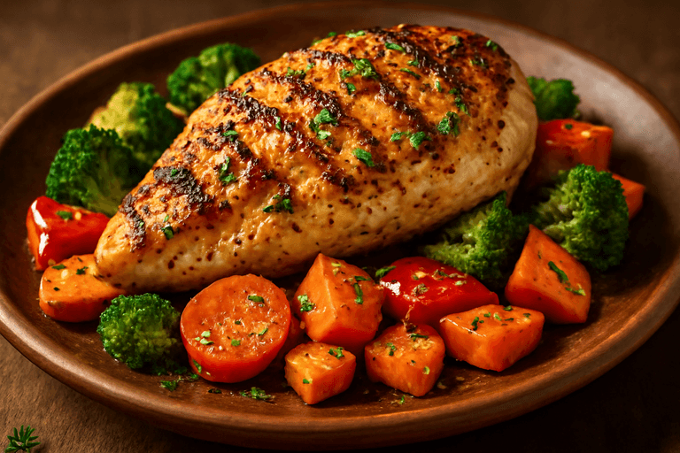 Gegrilde Kruidige Kipfilet met Geroosterde Groenten