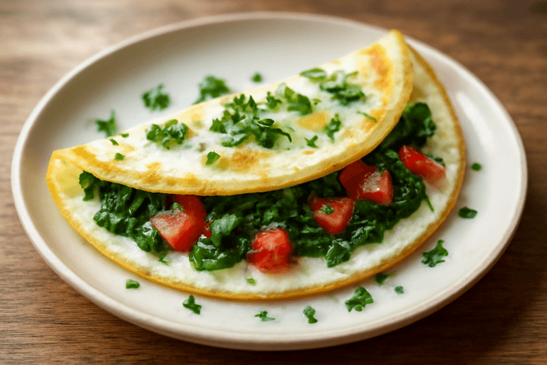 Tortilla Clásica de Claras con Espinaca y Tomate