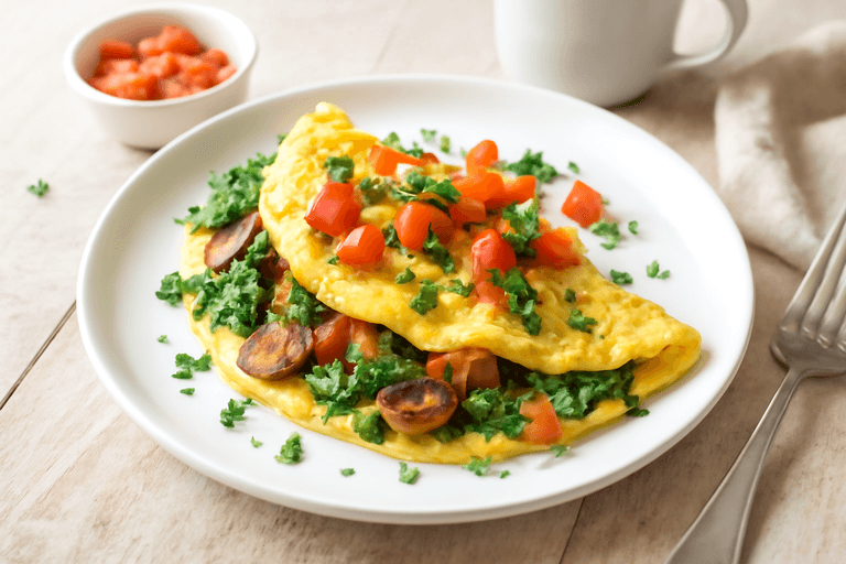 Omelette Légère aux Épinards et Champignons