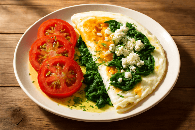 Ομελέτα Πρωτεΐνης με Σπανάκι και Ντομάτα