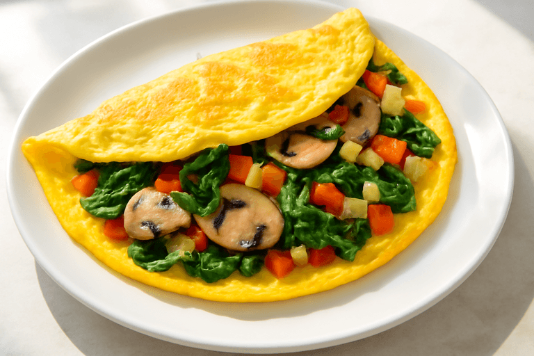 Omelette de verduras clásico bajo en calorías