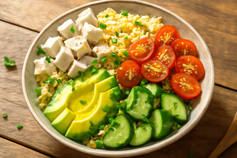 Enerji Yüklü Toyuq və Tərəvəzli Kuskus Salatı