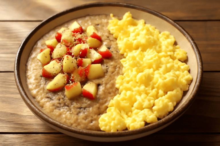 Tazón de desayuno clásico rico en proteínas