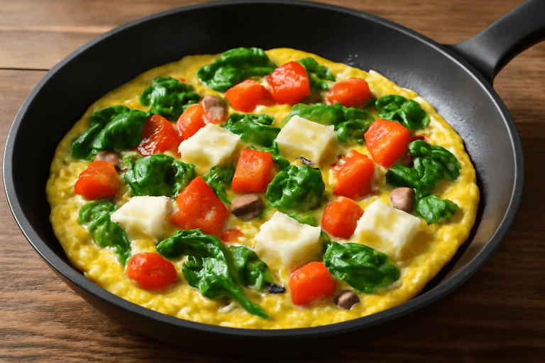 Omelete Clássica Energizante com Espinafre e Tomate