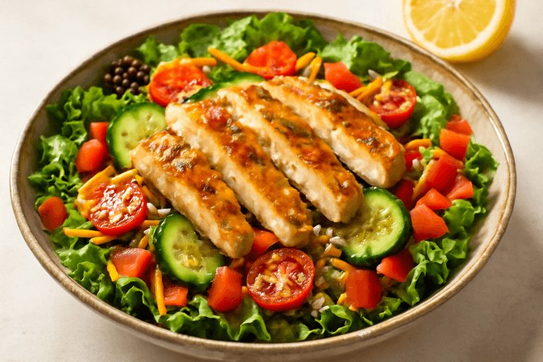 Salada Colorida com Frango Grelhado & Vinagrete de Limão