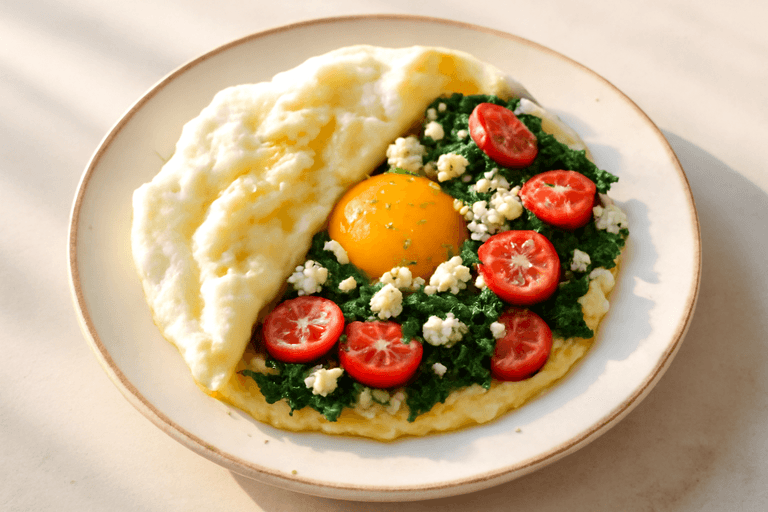 Ομελέτα Πρωτεΐνης με Σπανάκι & Ντομάτα