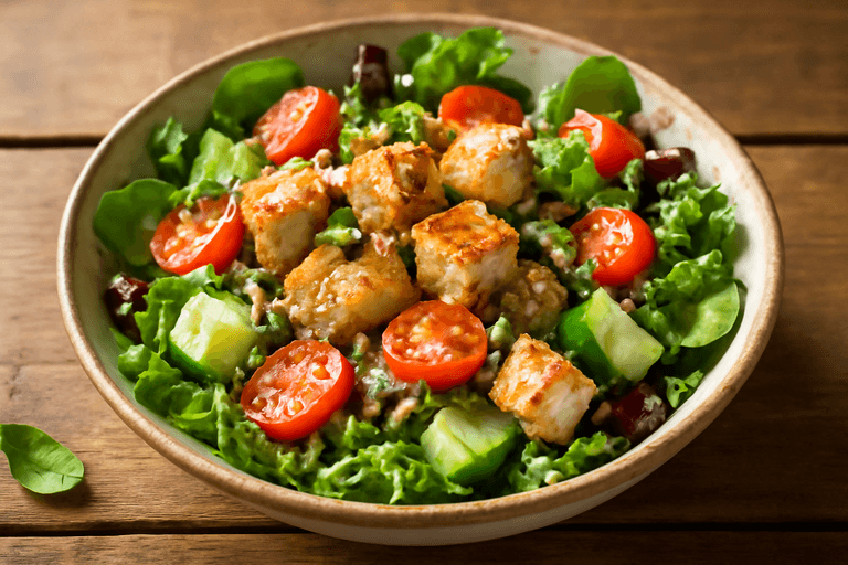 Лёгкий куриный салат с киноа и овощами