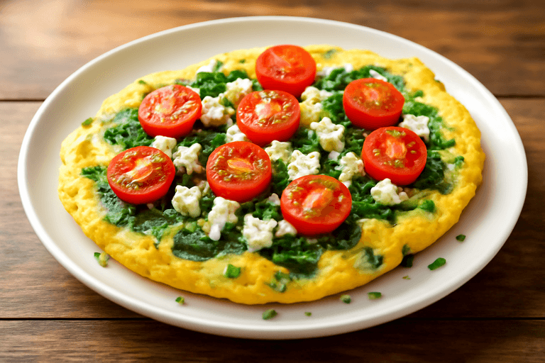 Proteinreiches Spinat-Omelett mit Tomaten und Feta