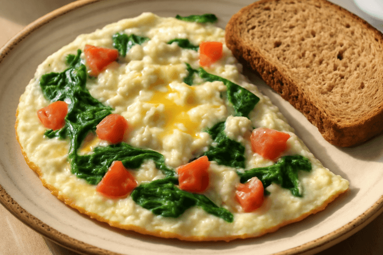 Κλασική Ομελέτα Πρωτεΐνης με Ντομάτα & Σπανάκι